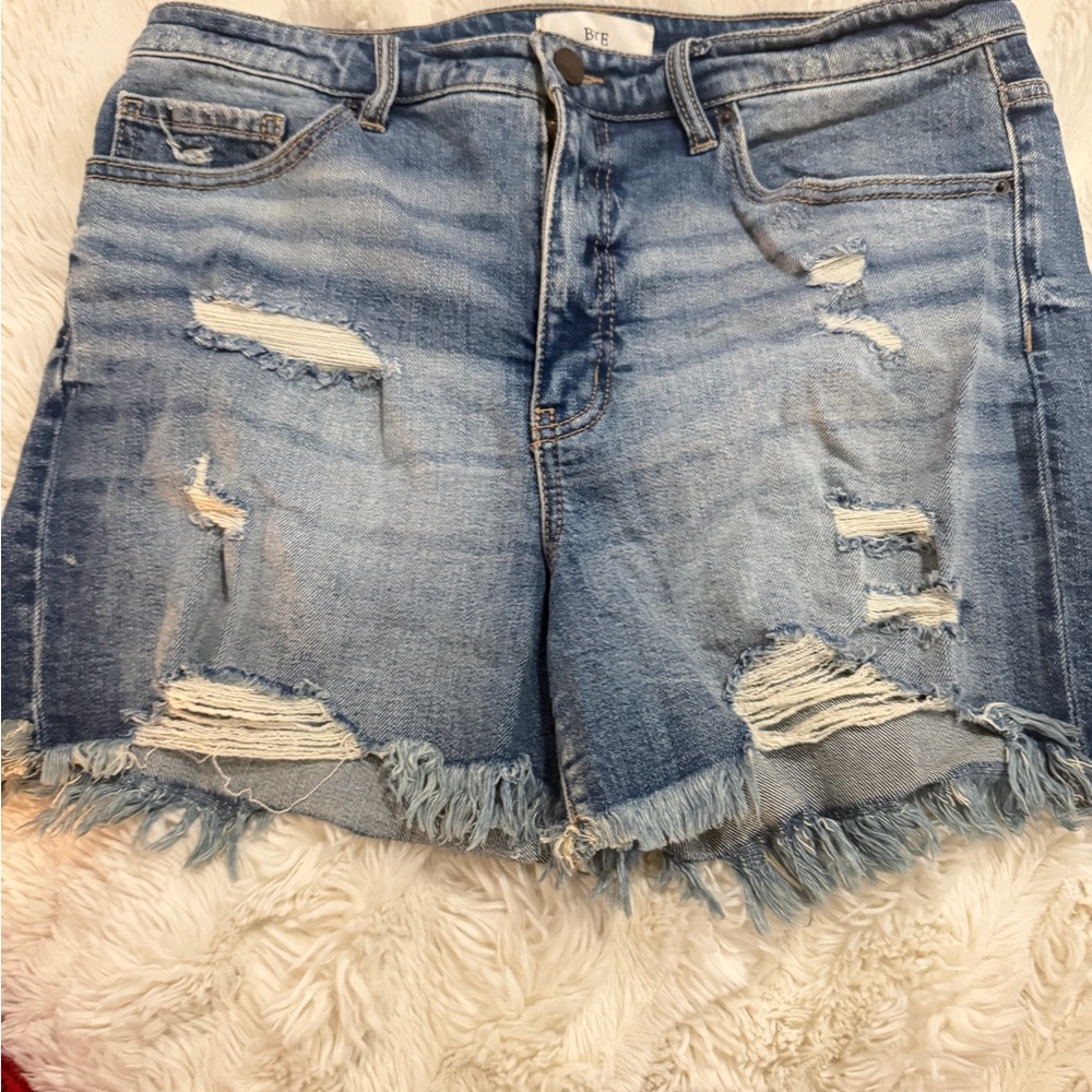 BKE Light Blue Distressed Jean Shorts